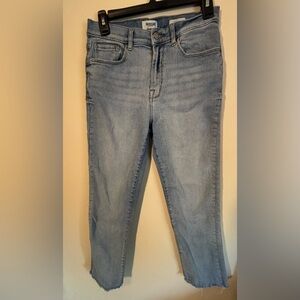 Kensie Women's 6/28 Distressed & Faded  Blue Denim Jeans V Cut Ankle